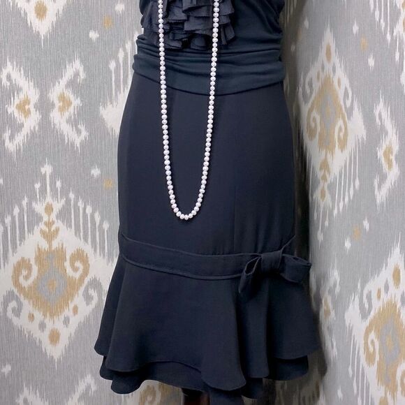 Ralph Lauren Vintage 2000 Collection Black Crepe Ruffle Bow Hem Tulip Skirt - Picture 6 of 16